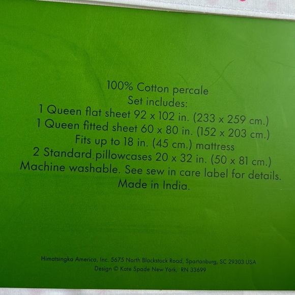 Kate Spade Queen Size Mini Dot Sheet Set White/pink Cotton New - Picture 3 of 3
